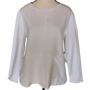 Escape by Habitat White Cotton Tunic Top Relaxed Fit Pocket Size S NWT
